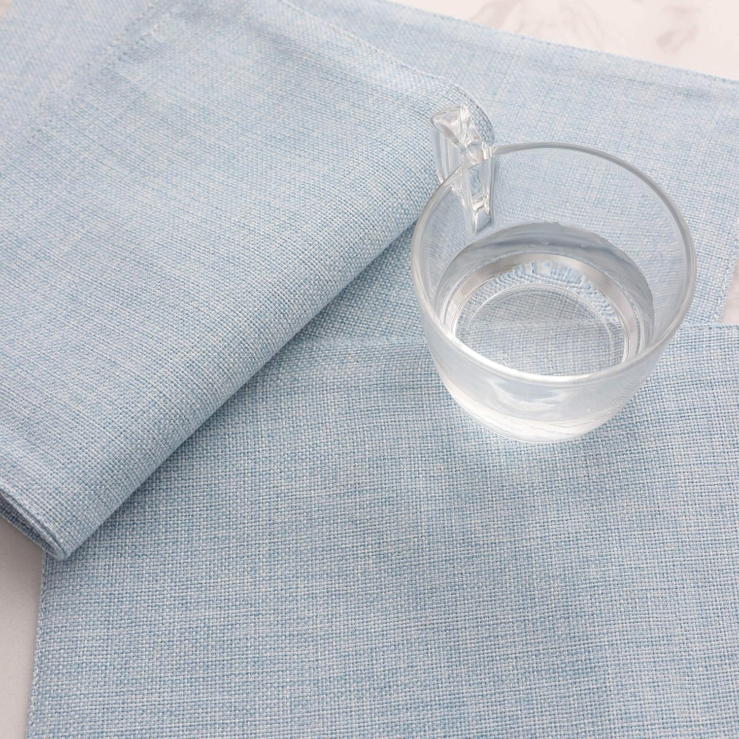 Home Brilliant Placemats Set of 6 Heat Resistant Dining Table Place Mats for Kitchen Table, Blue: Home & Kitchen