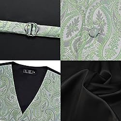 GUSLESON Silver Sage Green Vest Paisley Suit Vest