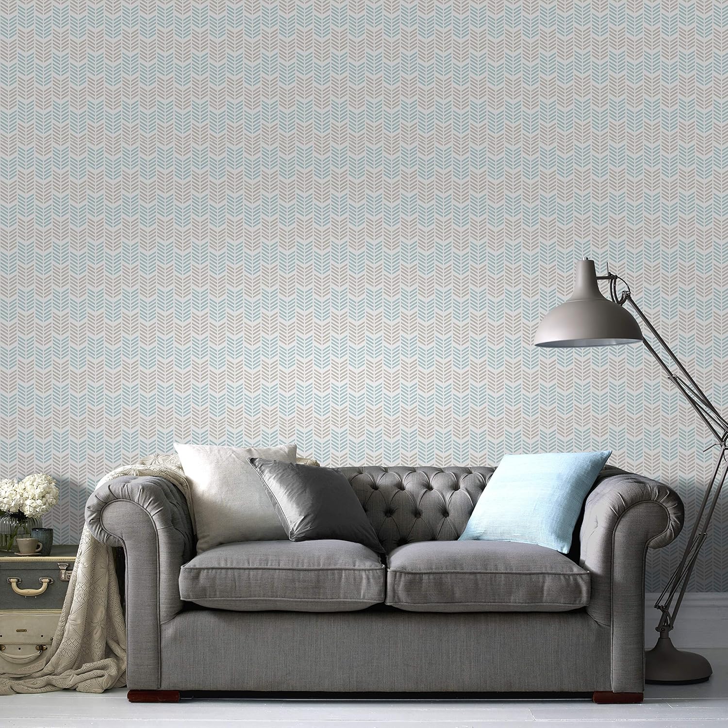 Superfresco Easy Paste The Wall Oiti Geometric Taupe Bleu Wallpaper, 52 cm x 10 m - Image 3