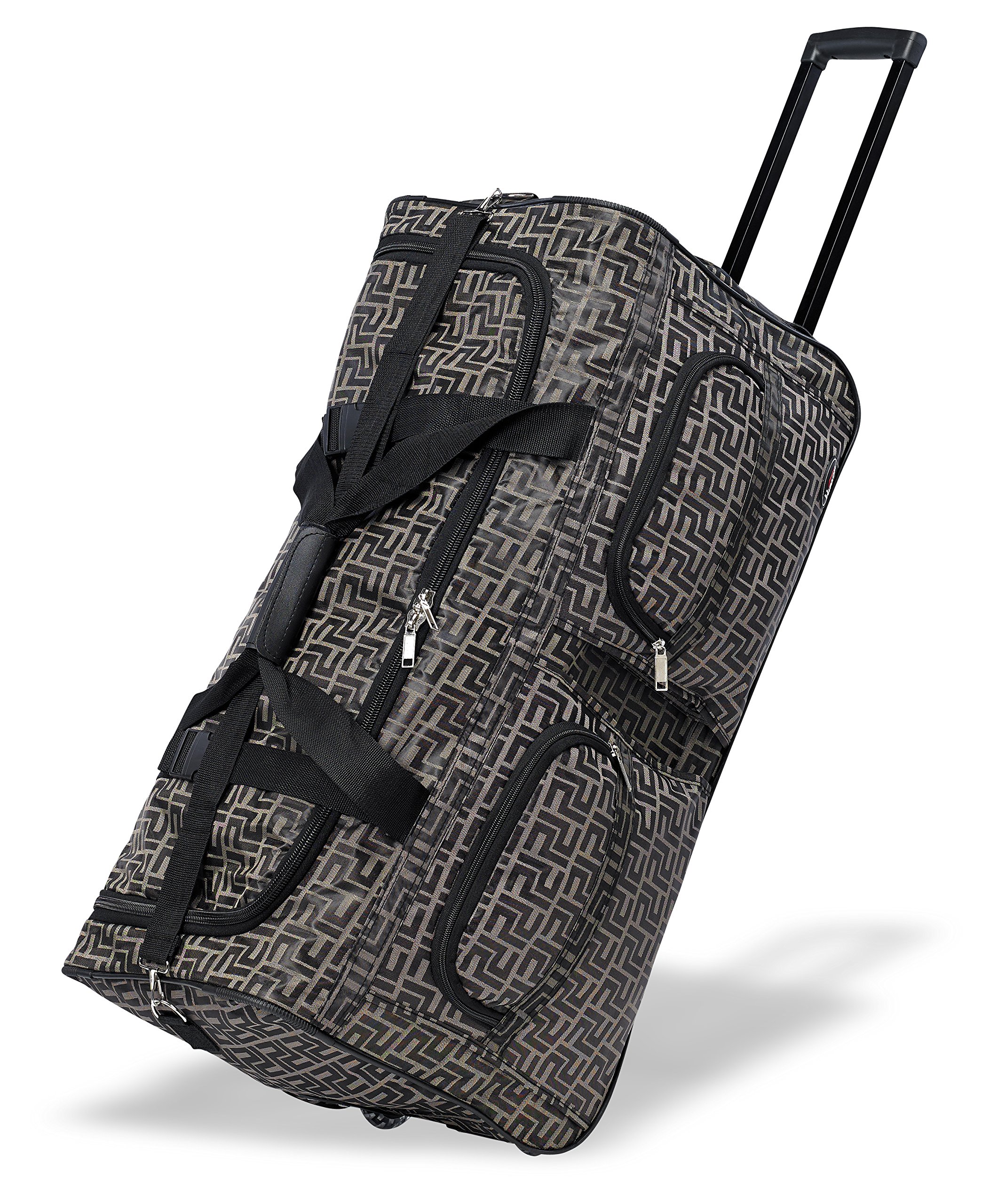 Polyester Rolling Wheeled Duffel Bag Travel Duffel on Wheel (36, Coffee)