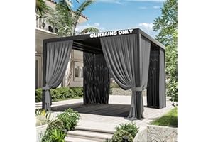 Kimunuk Gazebo Universal Replacement Privacy Curtain,10'×10' Gazebo Outdoor Waterproof Curtains, 4-Panels Sidewall Curtains with Double Zipper for Patio Canopy, Garden and Backyard (Curtain Only)