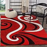 GLORY RUGS Modern Area Rug 5x7 Red Swirls Carpet Bedroom Living Room Contemporary Dining Accent Sevilla Collection 4817 (5x7, Red)