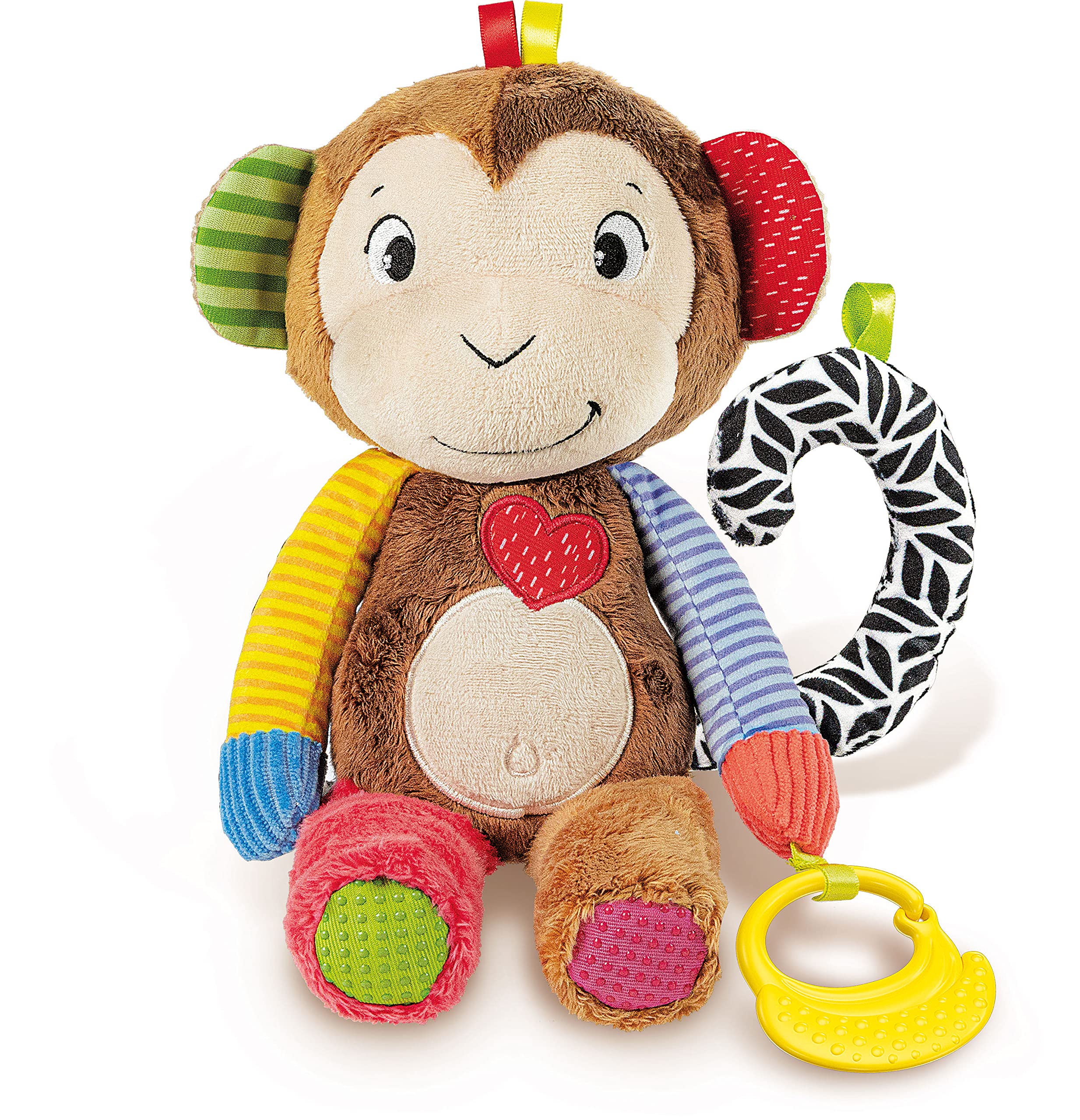 Clementoni - Monkey Sings, Plays, Learn Interactive Speaking in Italian, Electronic Play Children 3 Months, Educational Plush 100% Washable, Multicolor, 17673