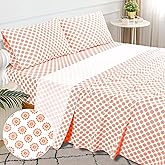 Sleepdown 100% Cotton Queen Size Bed Sheet Set - 4 Pcs, Ultra Soft, Breathable Percale, 16" Deep Pocket, Coral Mandalas