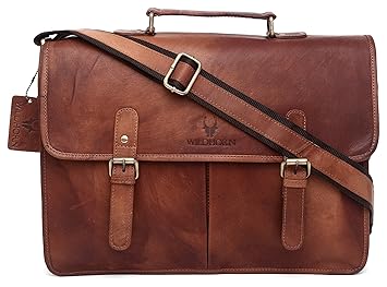 WildHorn Vintage Leather Laptop Messenger Bag(Tan)