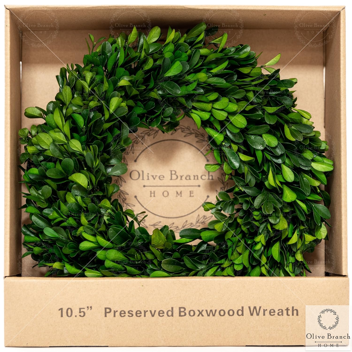 Olive Branch Home Preserved Boxwood Wreath With Straw Back Small Indoor Year Round Green Wreath 105 Inch Round