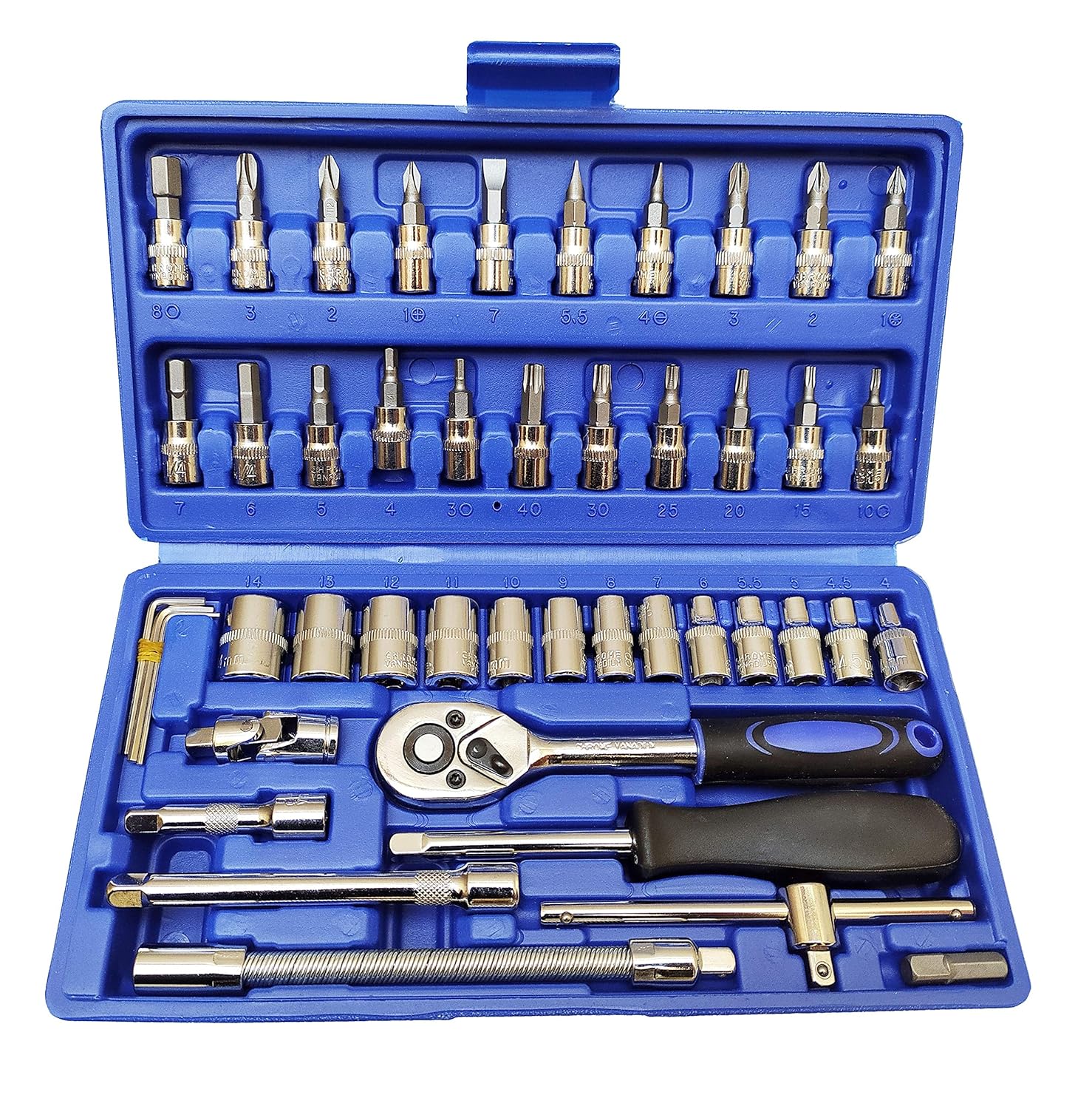 Inditrust Socket Set, 46 Pieces Spanner Socket Set 1/4" Car Repair Tool