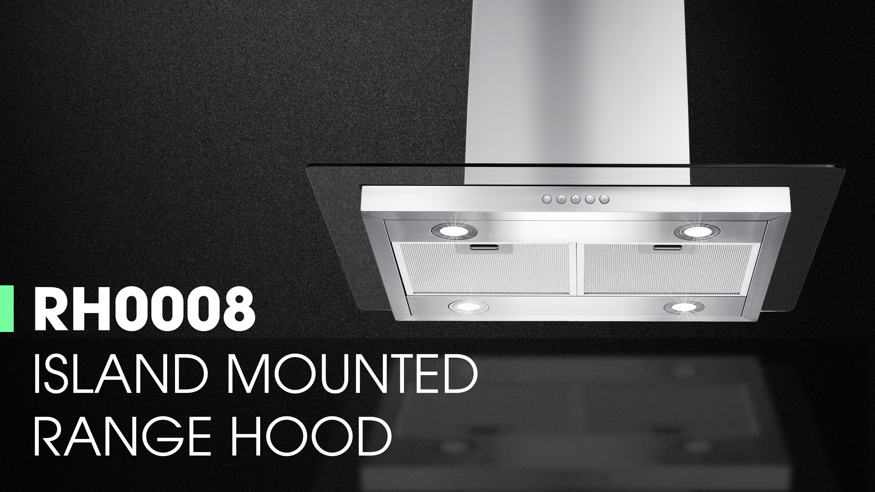 AKDY 30" Stainless Steel Island Mount Range Hood With Tempered Glass