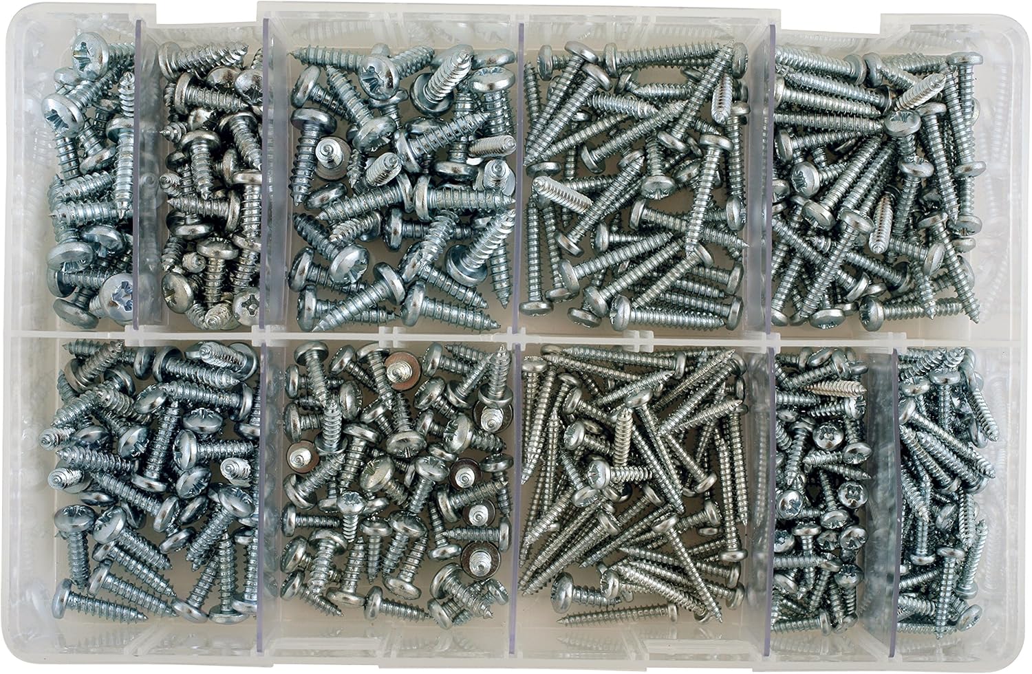 Connect 35000 Assorted Self Tapping Pan Pozi Screws 4-10 Box 700pc