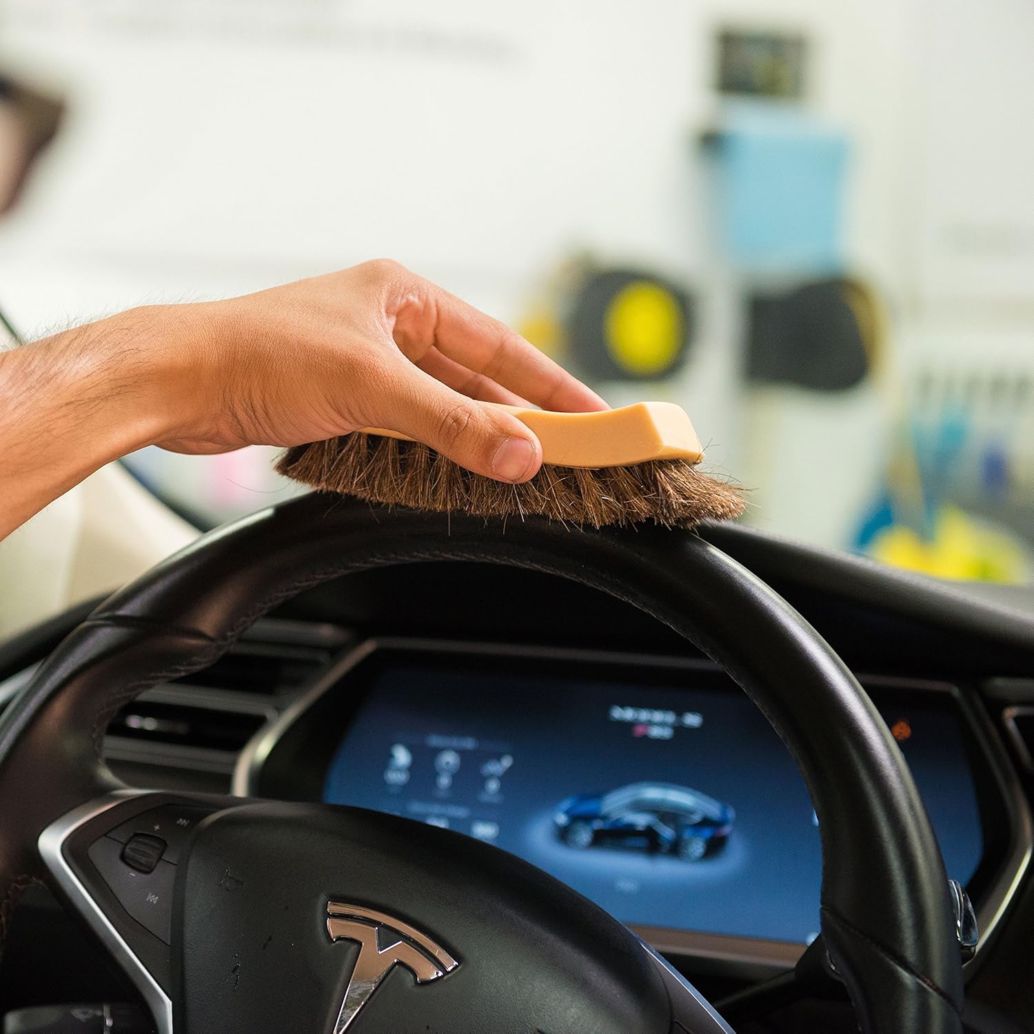 Chemical Guys Acc_S95 Long Bristle Horse Hair Leather Cleaning Brush, 1 Pack: Automotive