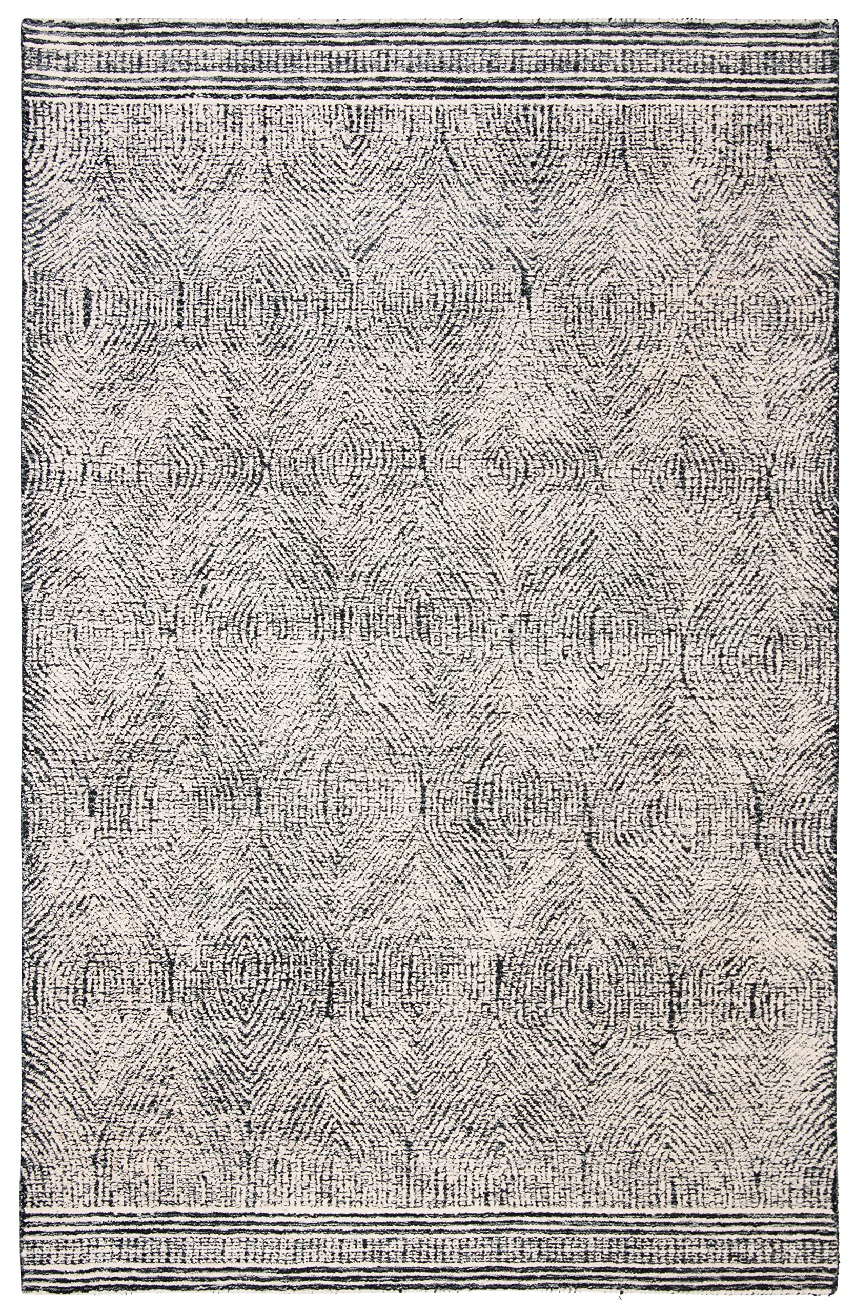 Safavieh Contemporary Rug for Living Room, Dining Room, Bedroom - Abstract Collection, Short Pile, in Black and Ivory, 61 X 91 cm