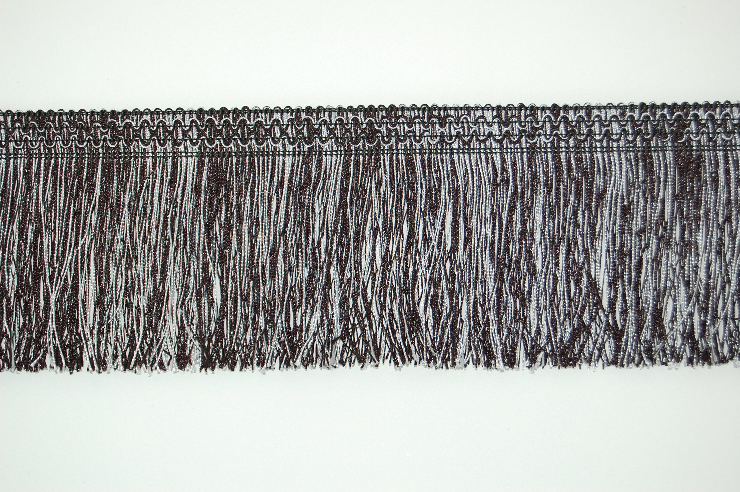 Mnj-Trimmings-4 METRE Fringe Tassel Trim 10CM Wide Available in 17 Colours (Black&Silver)
