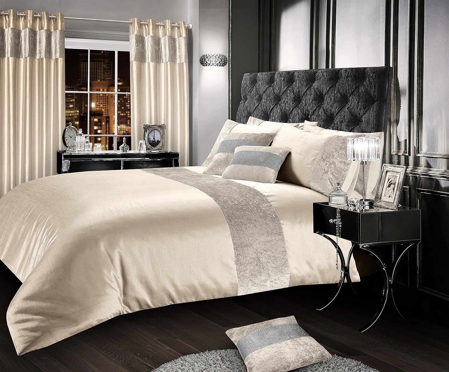 Intimates Crushed Velvet Cream Bedding Set Duvet/Quilt Cover Set