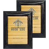 Rustic Wooden Picture Frames 8x10 - Black Charcoal - Set of 2 - Natural Eco Solid Wood and High Definition Real Glass for Wall Hanging and Tabletop Photo Frame