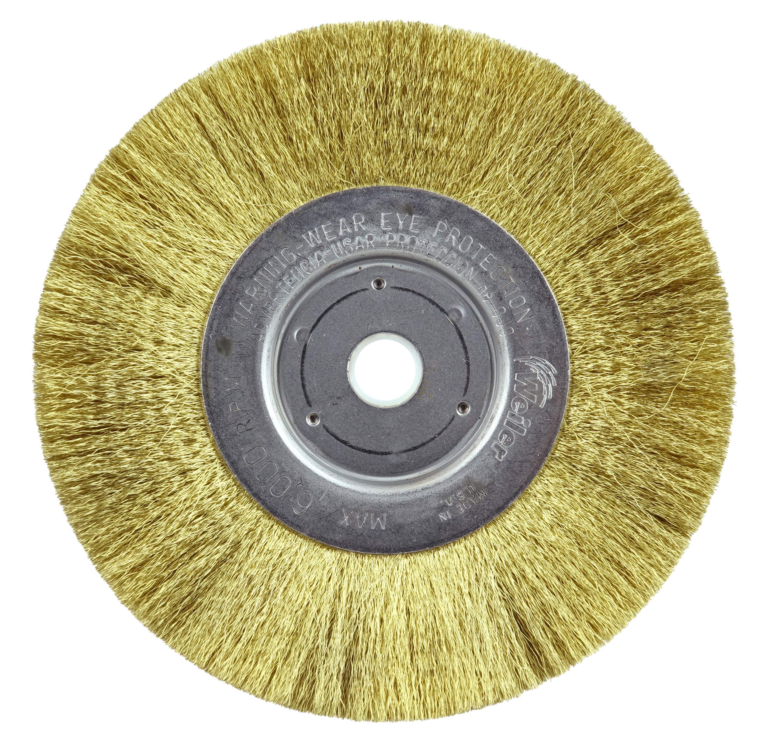 Weiler 01415 6" Narrow Face Crimped Wire Wheel, 005" Brass Fill, 5/8"-1/2" Arbor Hole, Made in the USA (Pack of 2)