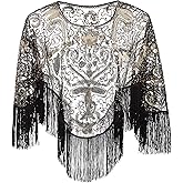EORUBE 1920s Shawl Wraps Sequin Beaded Evening Cape for Gatsby Party Bridal Shawl Women Evening Cape Flapper Cover Up