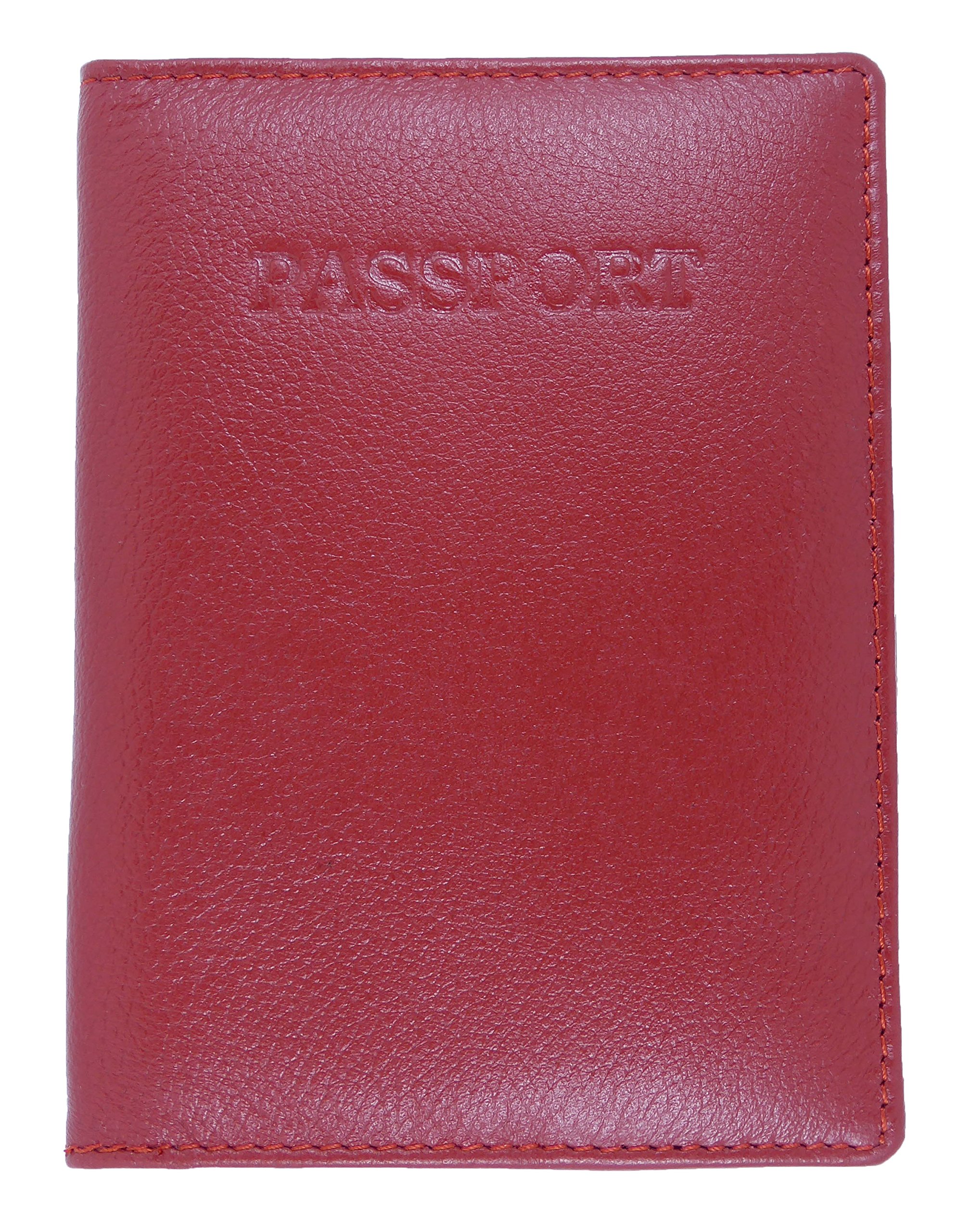 Soft Leather Passport Holder Case Wallet with RFID Protection (Red)