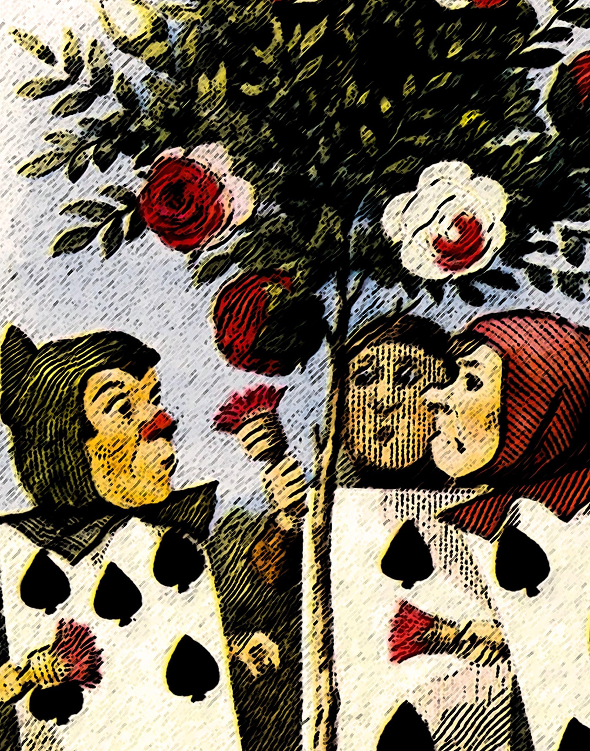 11x14 Alice in Wonderland Decorations, Painting The White Roses Red, Borderless Fine Art Print. Size: 11x14 Inches