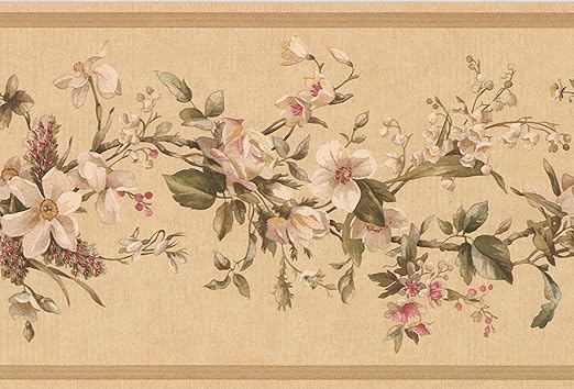 Amazon Com Flowers On Vine Floral Wallpaper Border For Kitchen Bathroom Living Room Roll 15 X 7 Home Kitchen