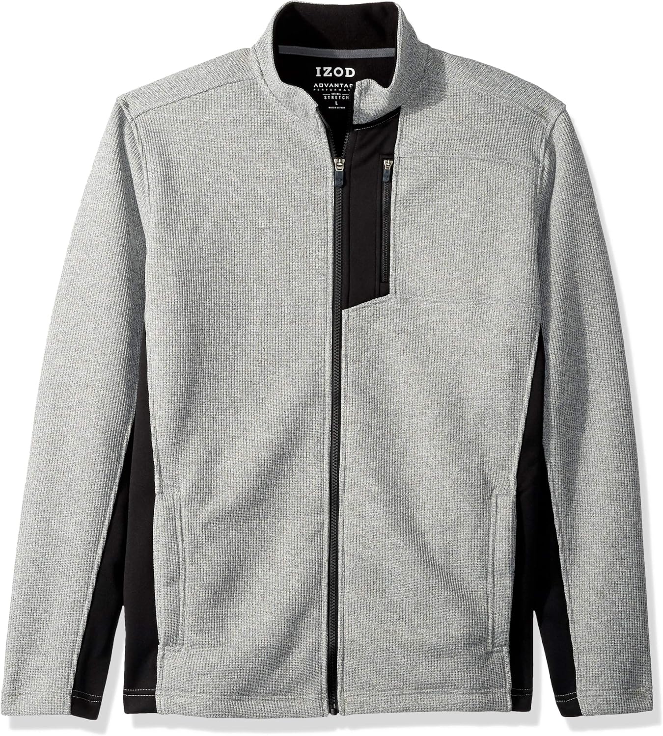 Izod Men's Advantage Performance Full Zip Fleece Jacket, Smoked Pearl