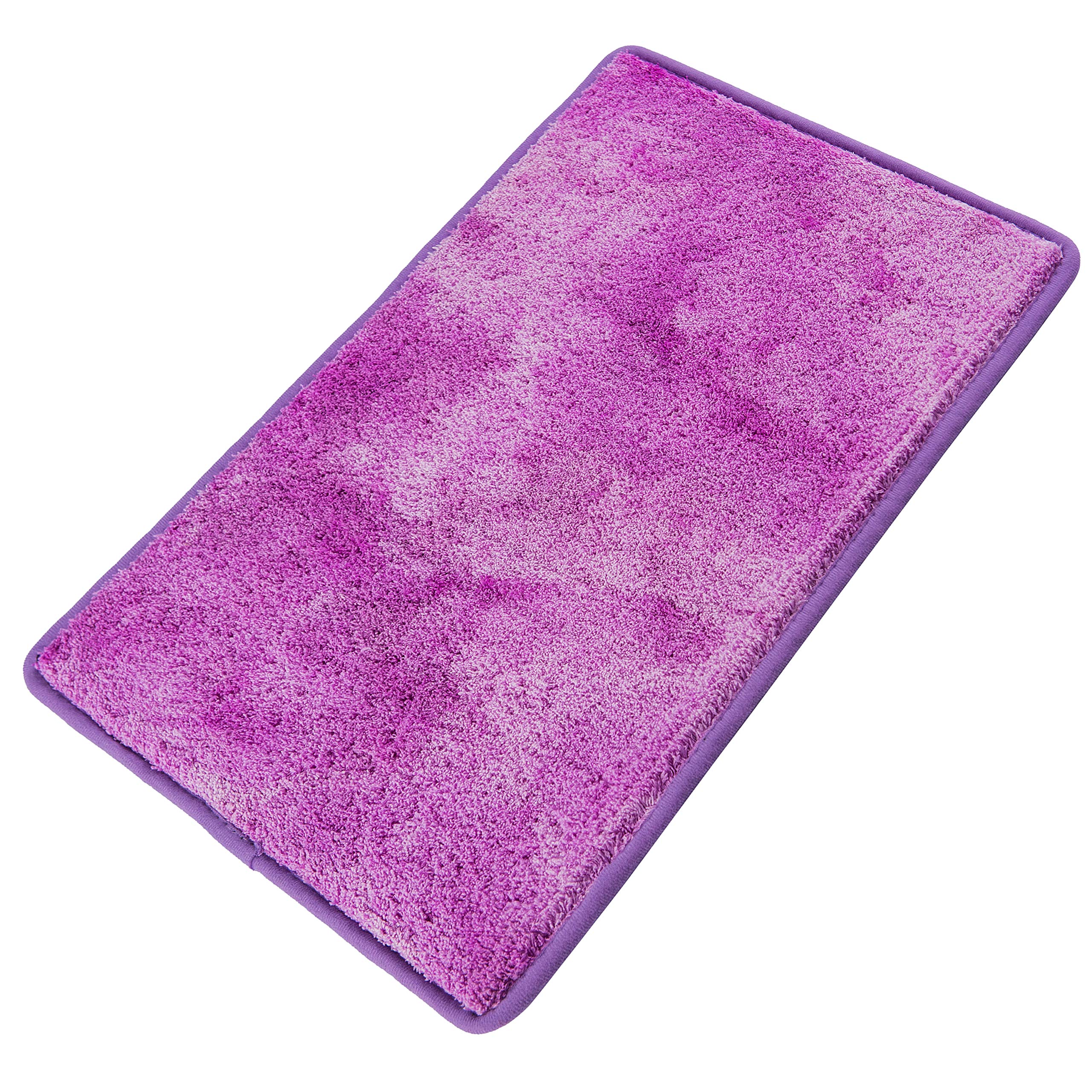 SFLXO Non-Slip 80cm x 50cm Machine Washable Anti Slip Bath Mat For Bathroom Durable Soft Bath Rugs Water Absorbent Bath Mats Original Fluffy Microfiber Bath Rug Sweet Violet