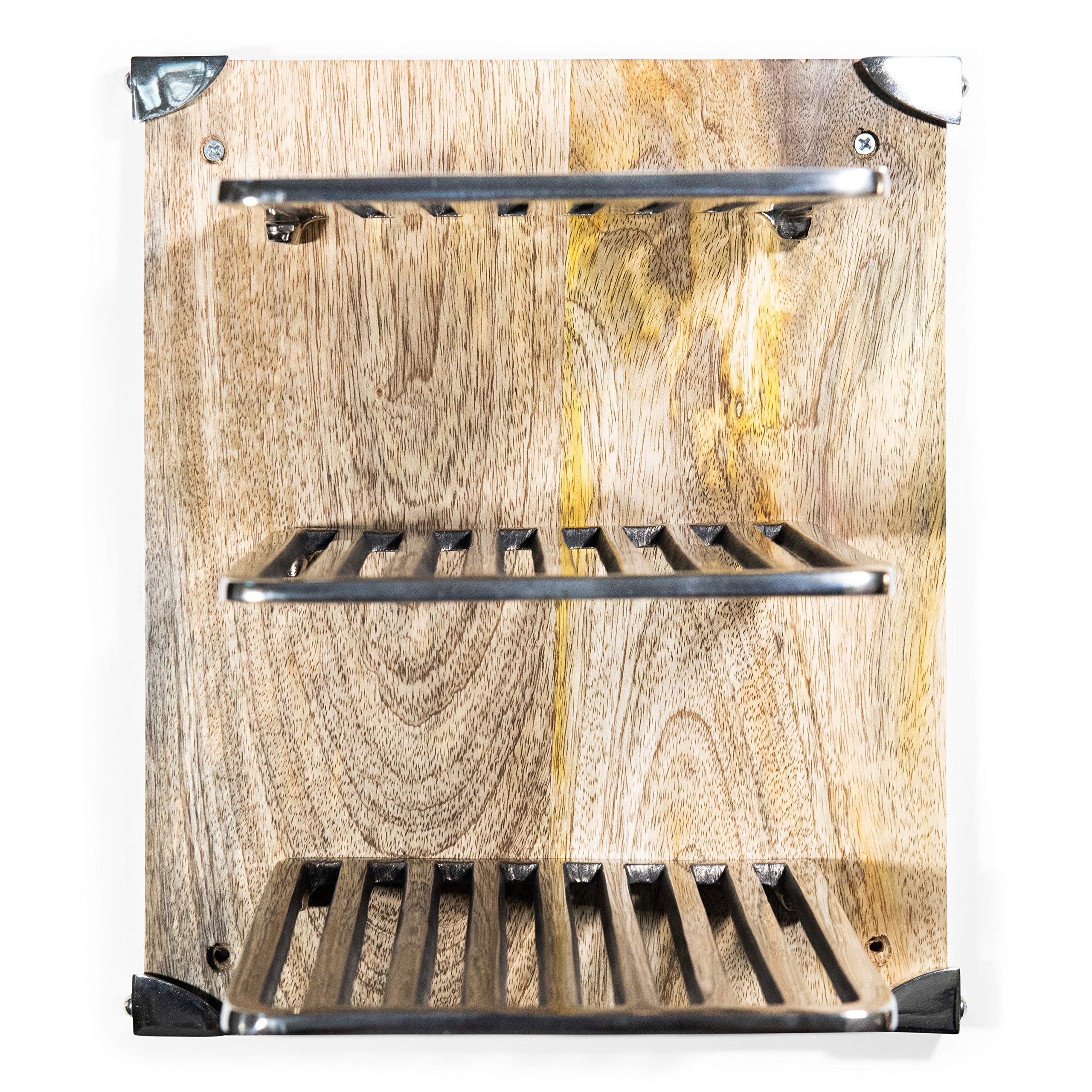 Aluminum and Wood Magazine Holder (DH8015) | Magazine Holder Rack | Vintage Wooden Book Holder | Mag