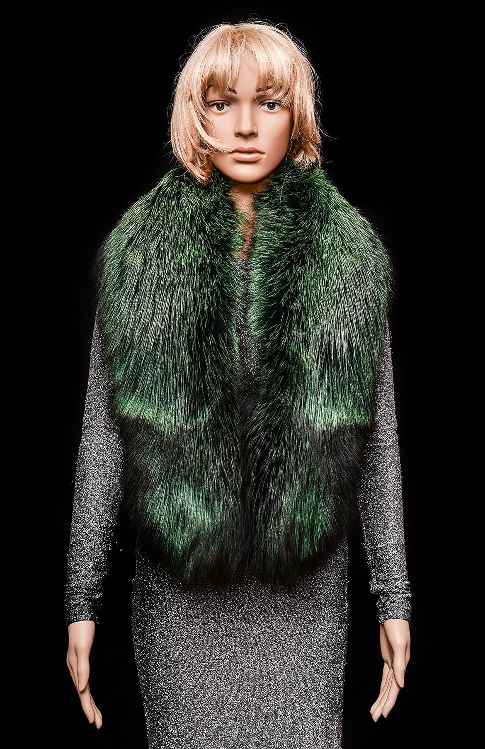 emerald green fur shawl