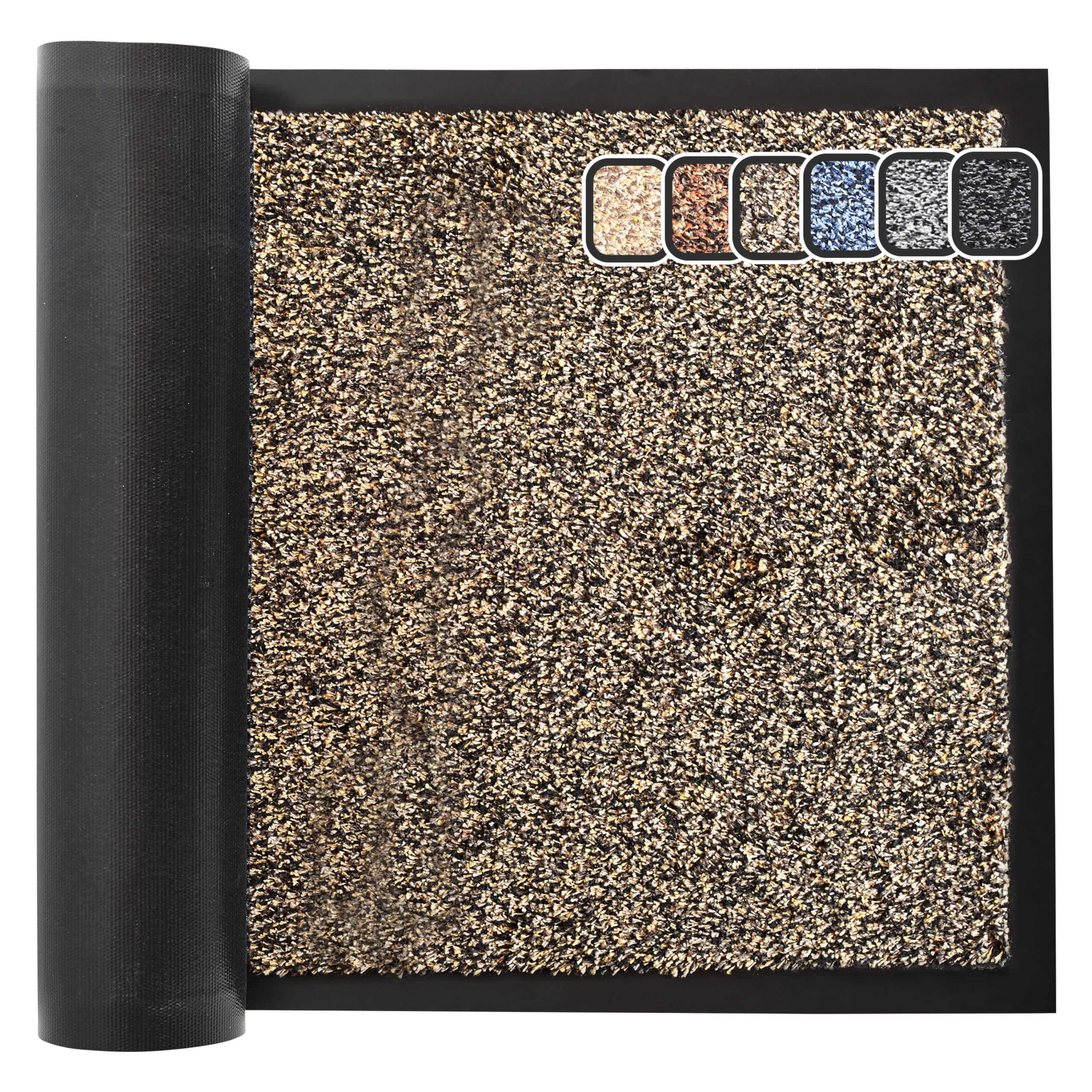 Gullambo Washable & Non-Slip Absorbent Rug - Super Absorbent Dirt Trapper - 60x90cm (Brown) - Indoor & Outdoor