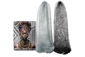 AFRIKI African Net Sponge, African Exfoliating Sponge, Black Owned, Exfoliating Washcloth, Body Exfoliator for Bath and Shower, Back Scrubber, Dead Skin Remover (Black, Grey, 1 Count (Pack of 2))