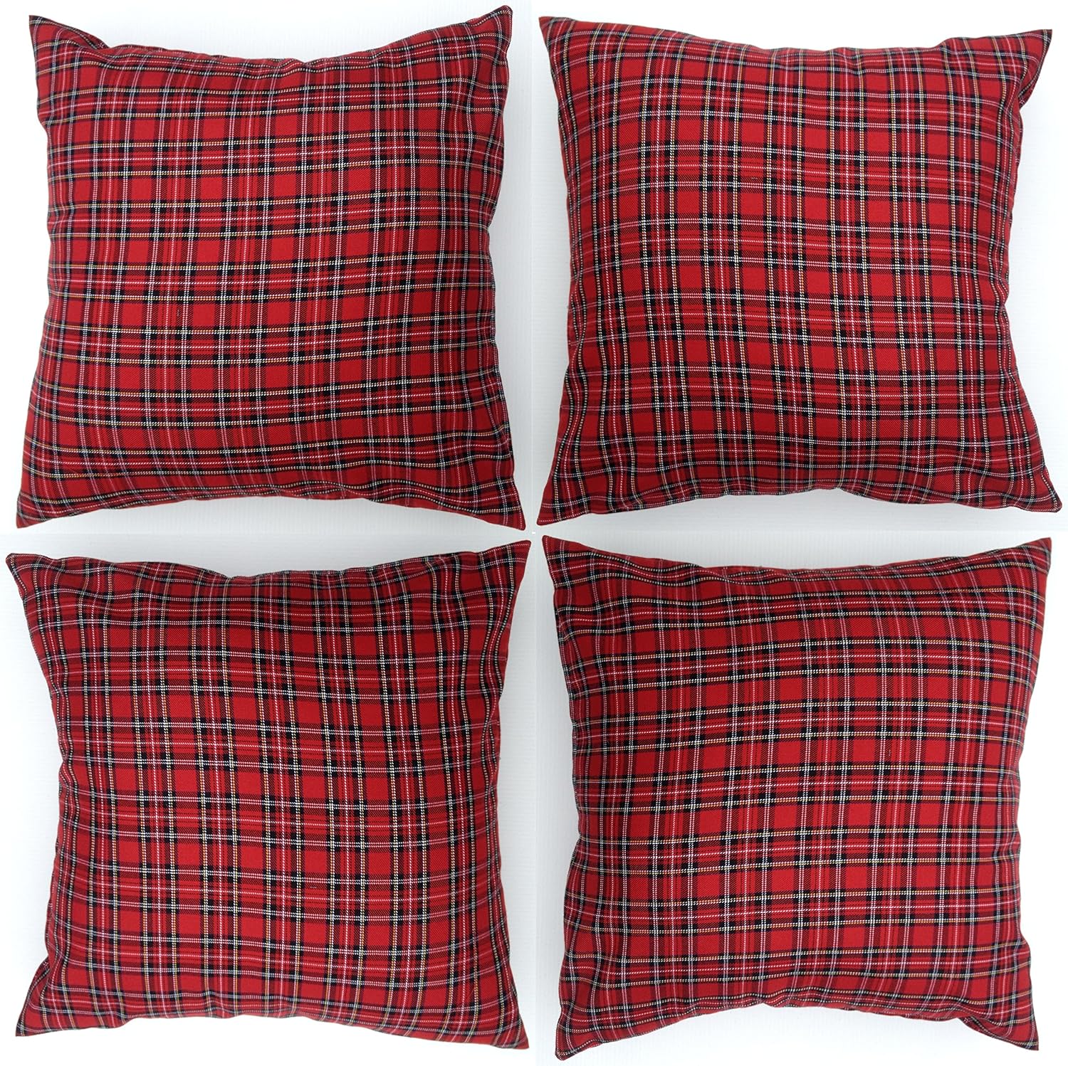 4 x red tartan cushion cover 16'' x 16'' 41cm x 41cm FREE DELIVERY Amazon.co.uk Kitchen & Home