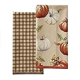 SKL Home Harvest Autumn Pumpkins Dish Towel Set, Natural, 2 Pack