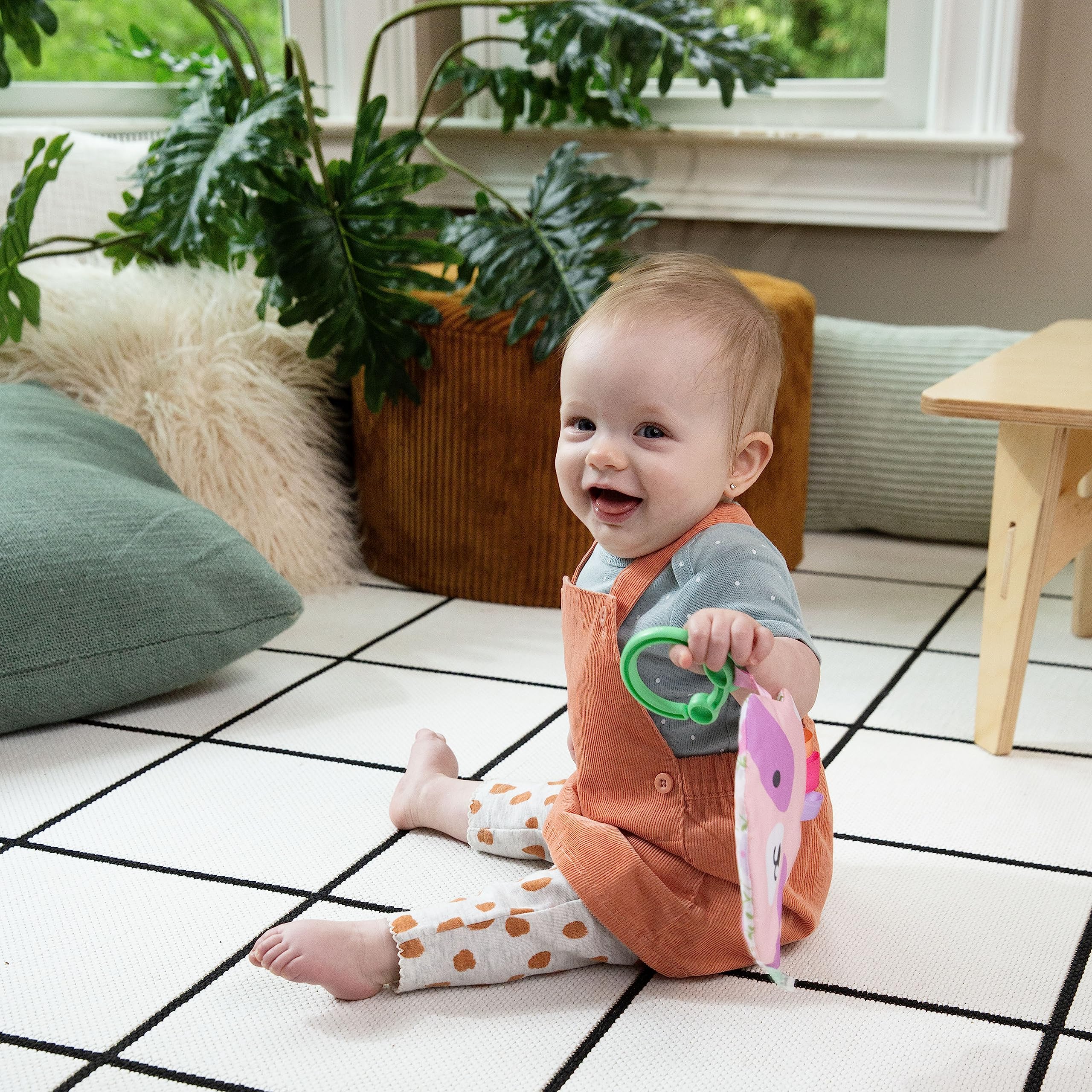 Ingenuity: ity by Ingenuity Crinklet, Raccoon Crinkle Toy for Newborn and Up, Satin Ribbon Tags, C-Link Attachment, Unisex - Deni