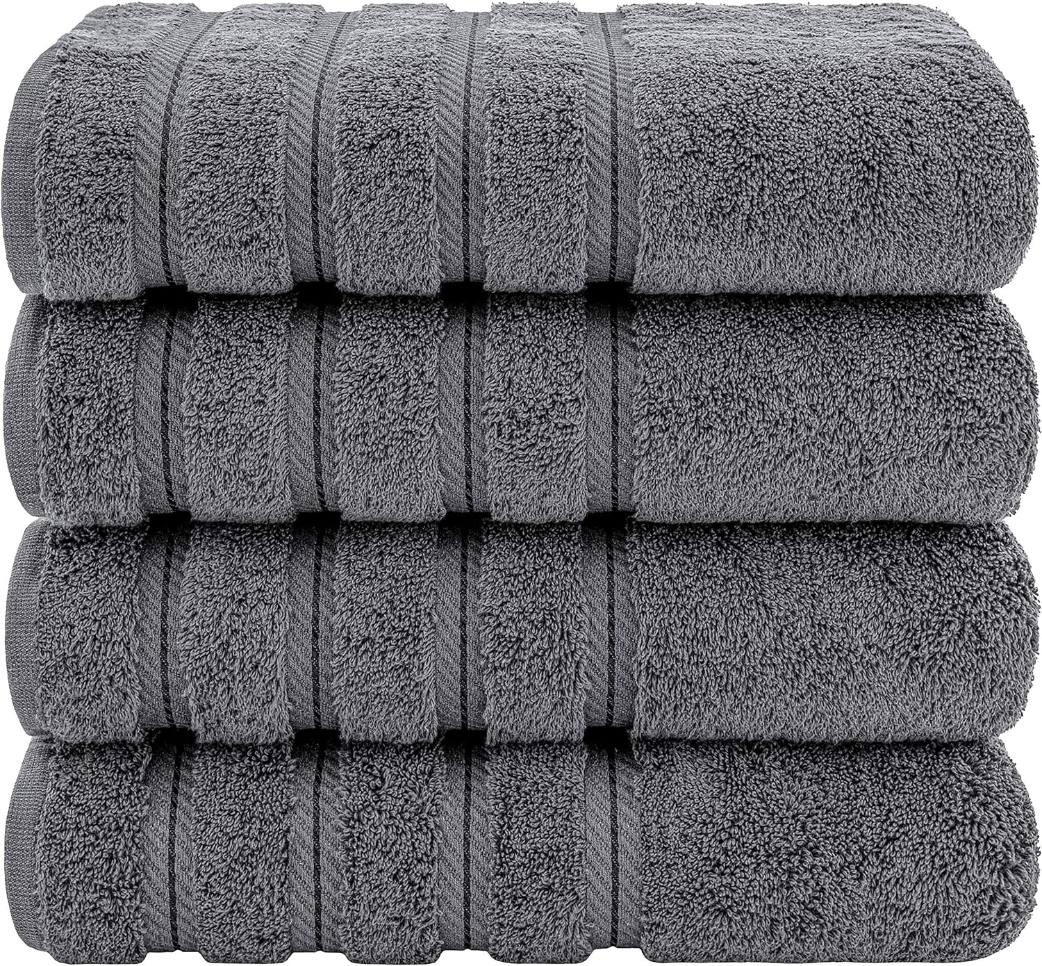 American Soft Linen Premium, 100% Turkish Genuine Cotton Towel Set Luxury Hotel & Spa Quality for Maximum Softness & Absorbency (4-Piece Bath Towel Set, Grey): Kitchen & Dining