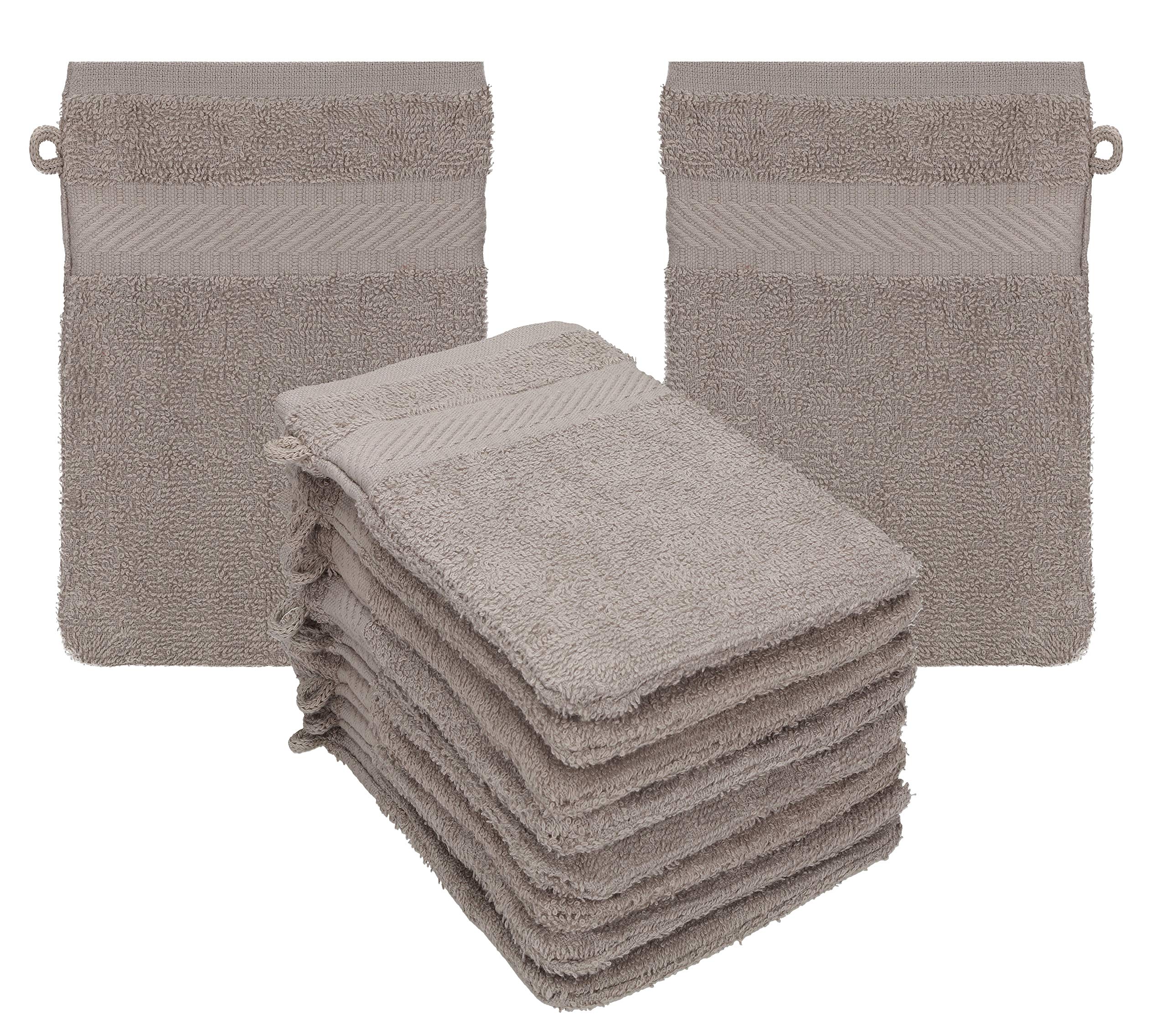 Betz 10 Piece Wash Mitt Set PALERMO 100% Cotton Size: 16 x 21 cm (stone grey)