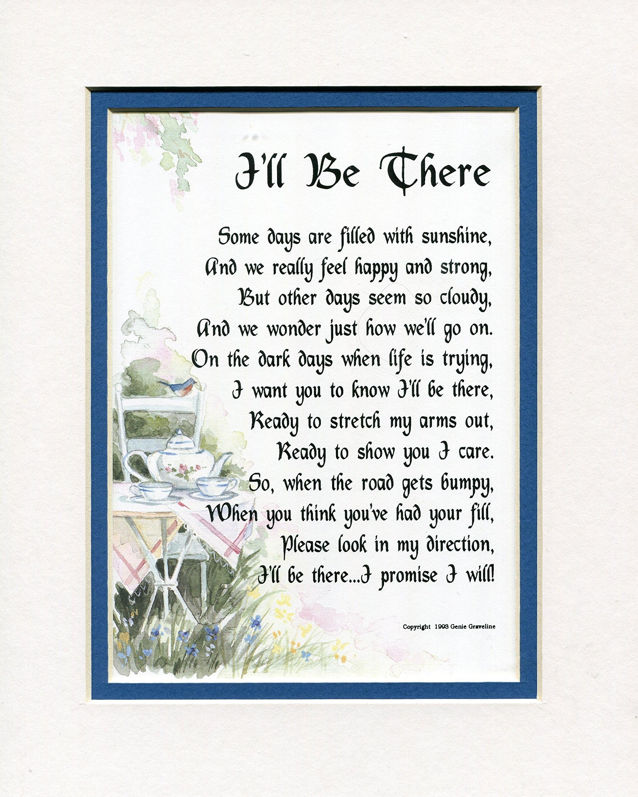 โA Mother & Daughter" Touching 8x10 Poem, Double-matted In White/Dark Blue And Enhanced With Watercolor Graphics. A Gift For A Mother Or Daughter.