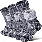 LANLEO Kids Merino Wool Hiking Socks Boys Girls Winter Thermal Warm Thick Cozy Cushion Boot Crew Socks