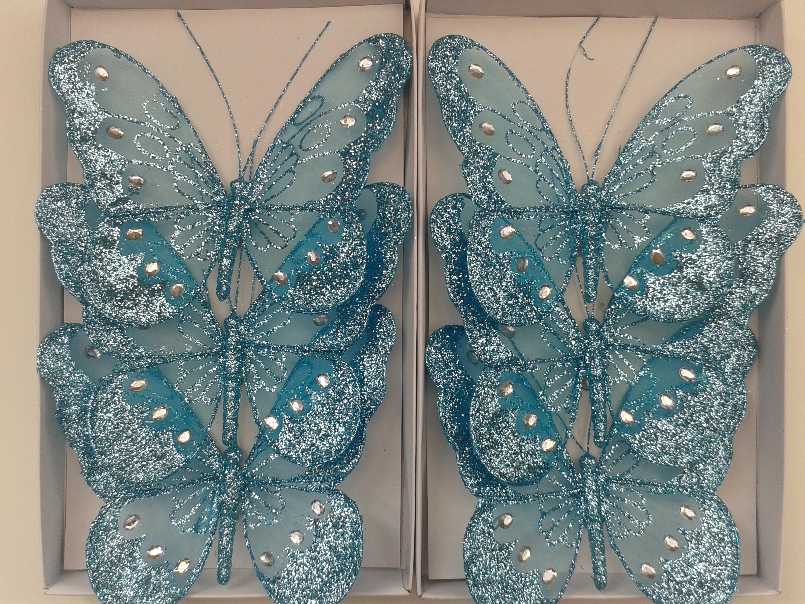 Glitter Mesh Butterflies 18cm x6 (Turquoise)