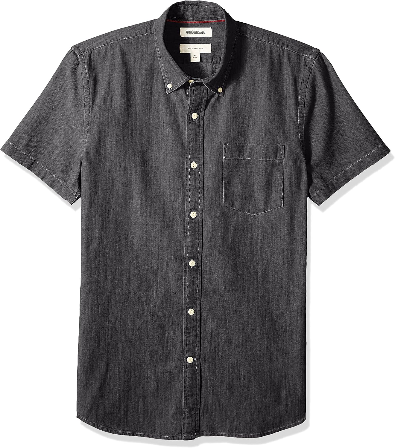 mens denim short sleeve button up