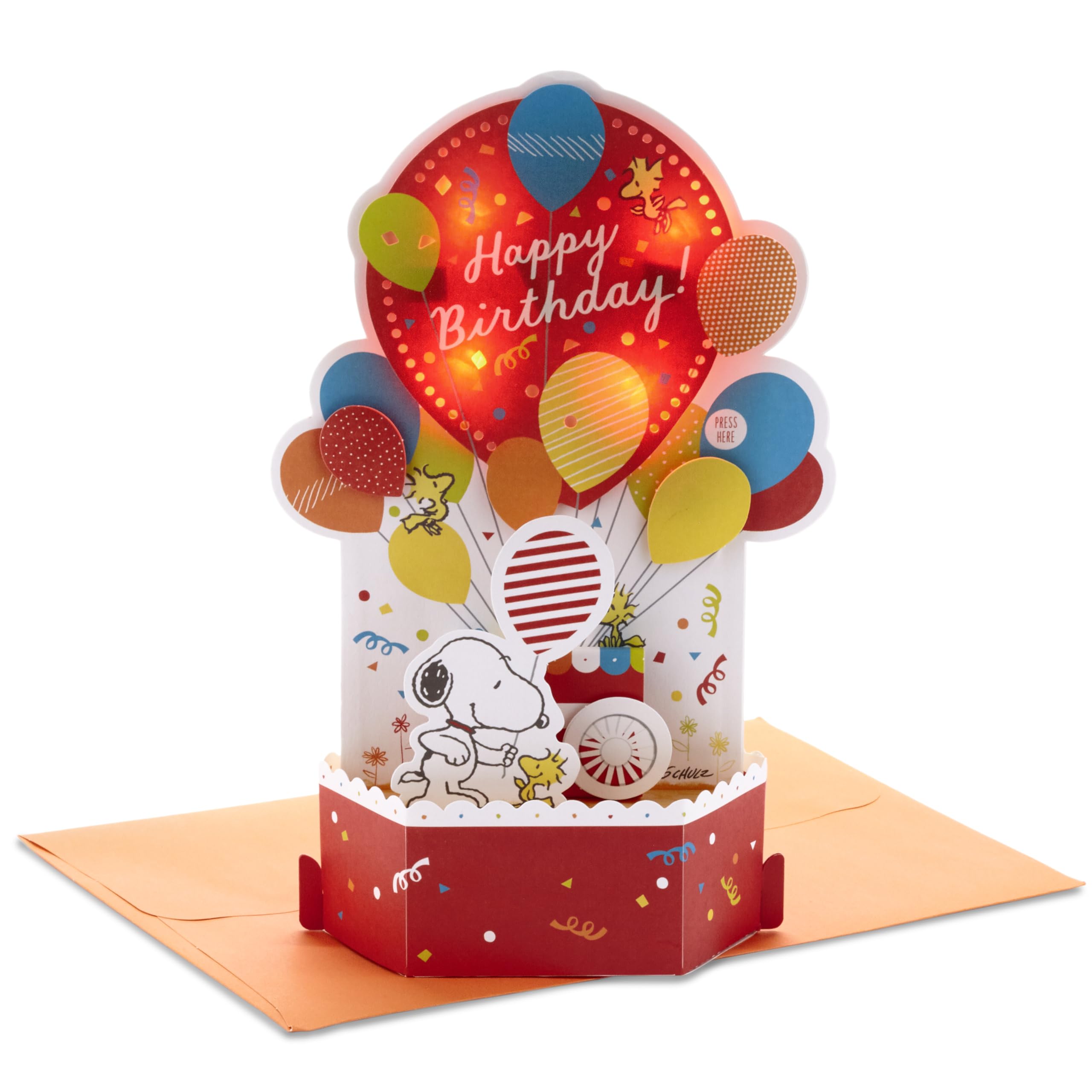 Photo 1 of Hallmark Paper Wonder Peanuts Pop Up Birthday Card with Music (Snoopy, Birthday Balloons)