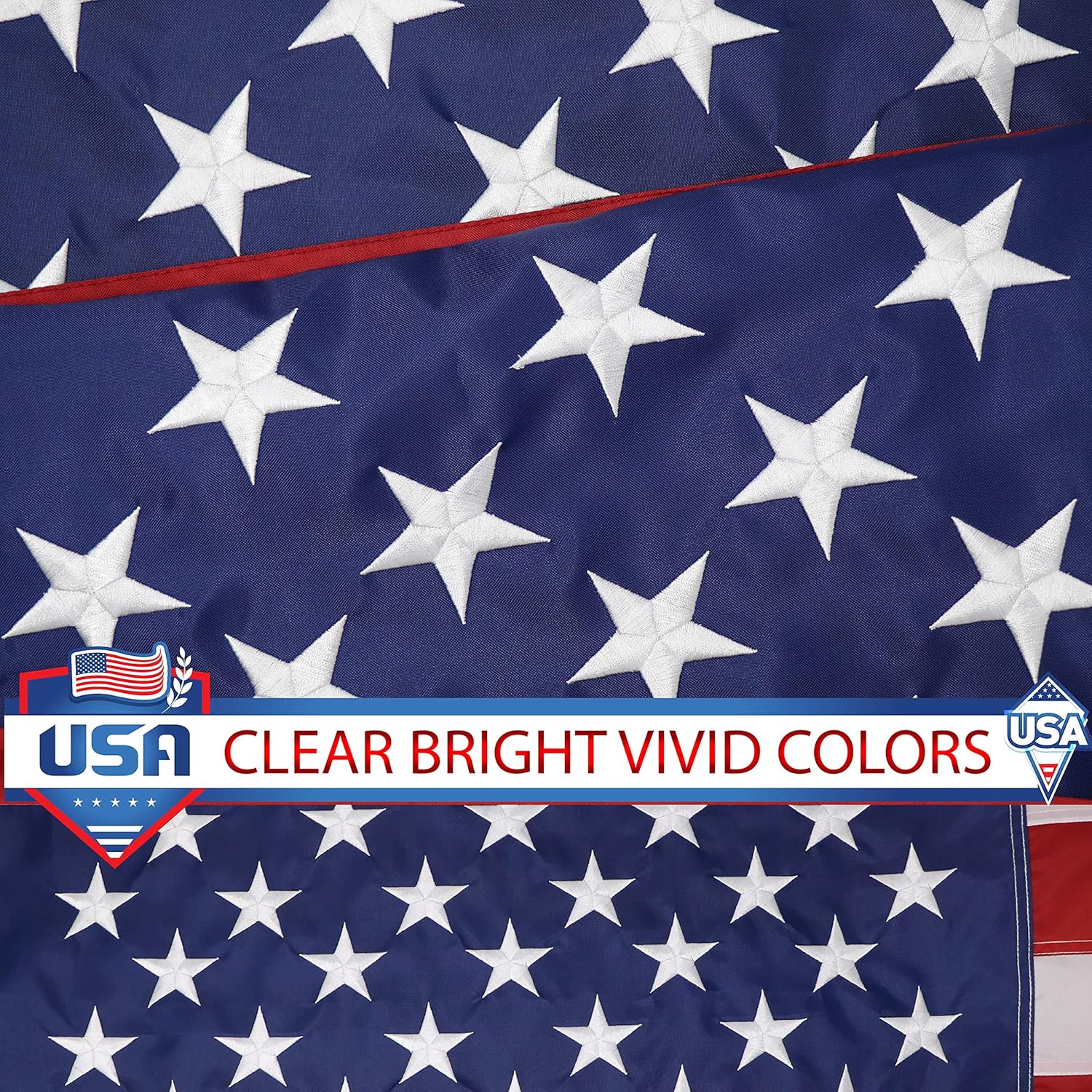 G128 - American USA US Flag 3x5 ft Embroidered Stars Sewn Stripes Brass Grommets : Garden & Outdoor