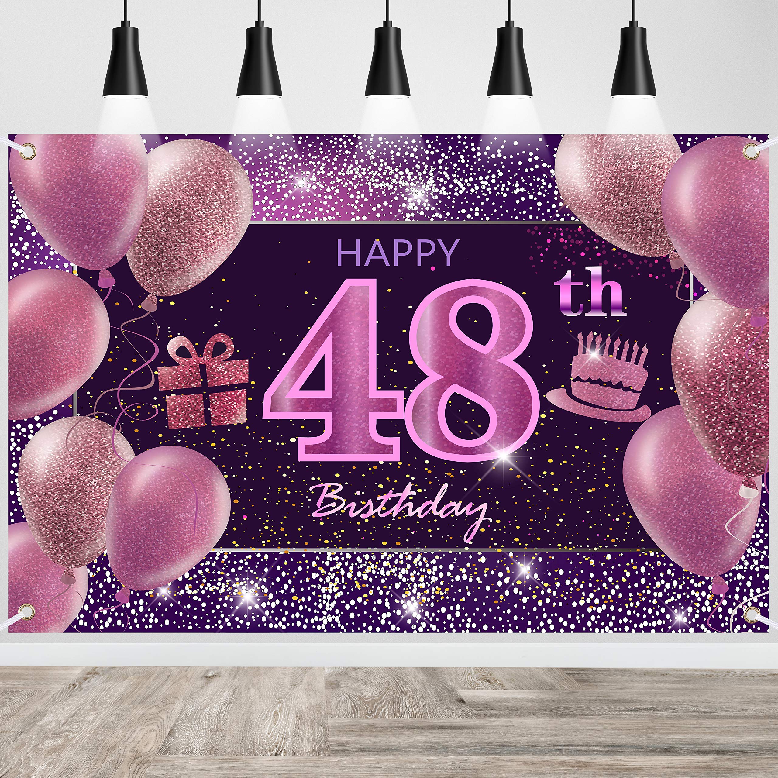 IMISI Happy Birthday Banner & Backdrop Decorations - Pink, Perfect for Parties