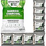 VZee Odor Eliminator for Strong Odor, 8 Pack x 200g, 8 Ropes. Activated Bamboo Charcoal Air Purifying Bag Odor Absorber for R