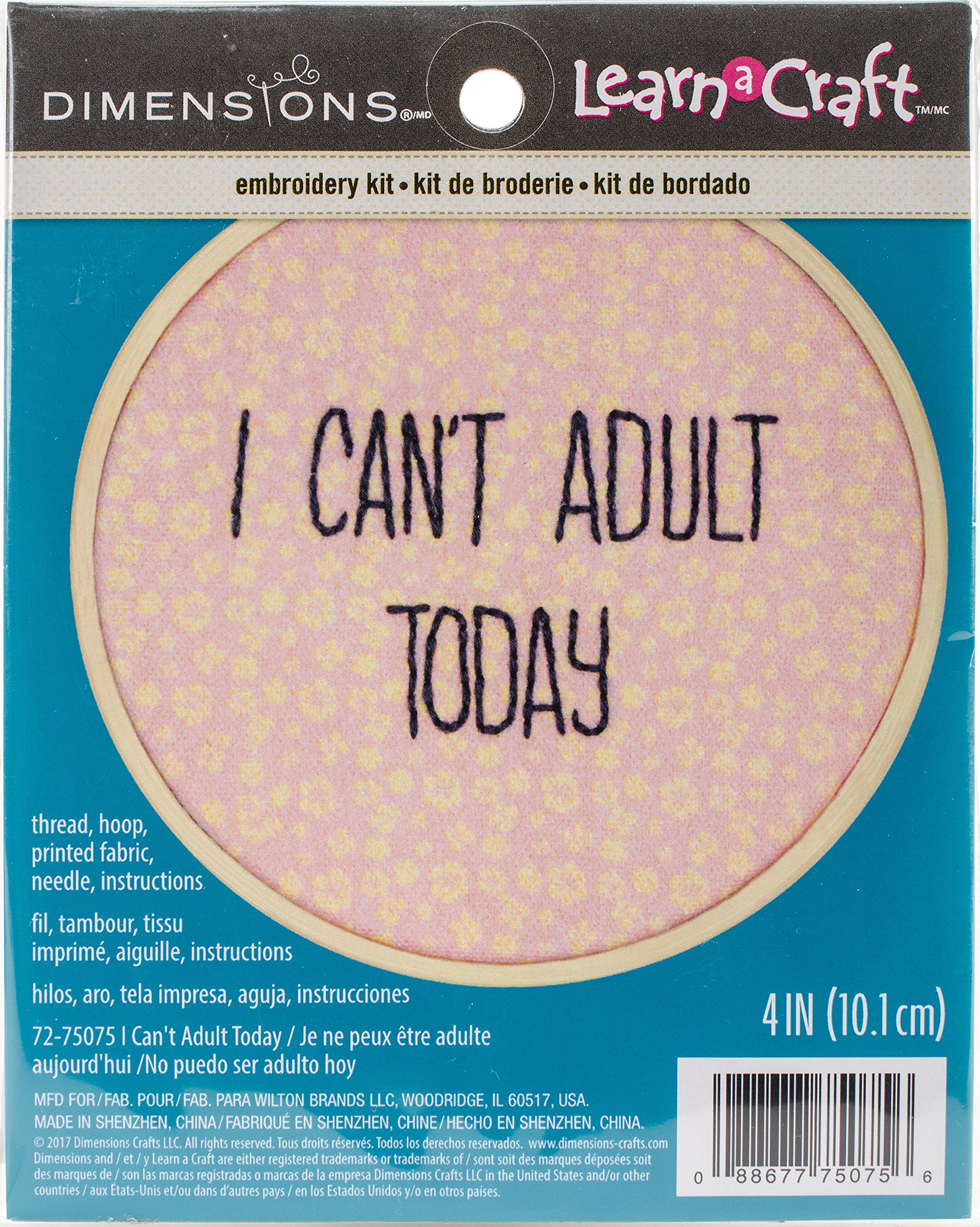 Dimensions Embroidery Kit with Hoop: Crewel: I Can't Adult Today, Wood, Various, One