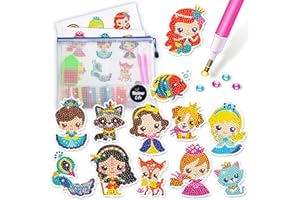 Halmolife Diamond Art Kits for Kids Boys and Girls Ages 6 7 8-12 Easy to DIY Creative Diamond Art Princesses Stickers Craft by Numbers Kits for Kids and Adult Beginners