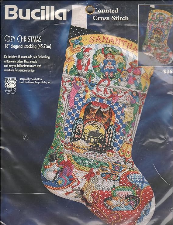 Bucilla Cozy Christmas Stocking Counted Cross Stitch Kit