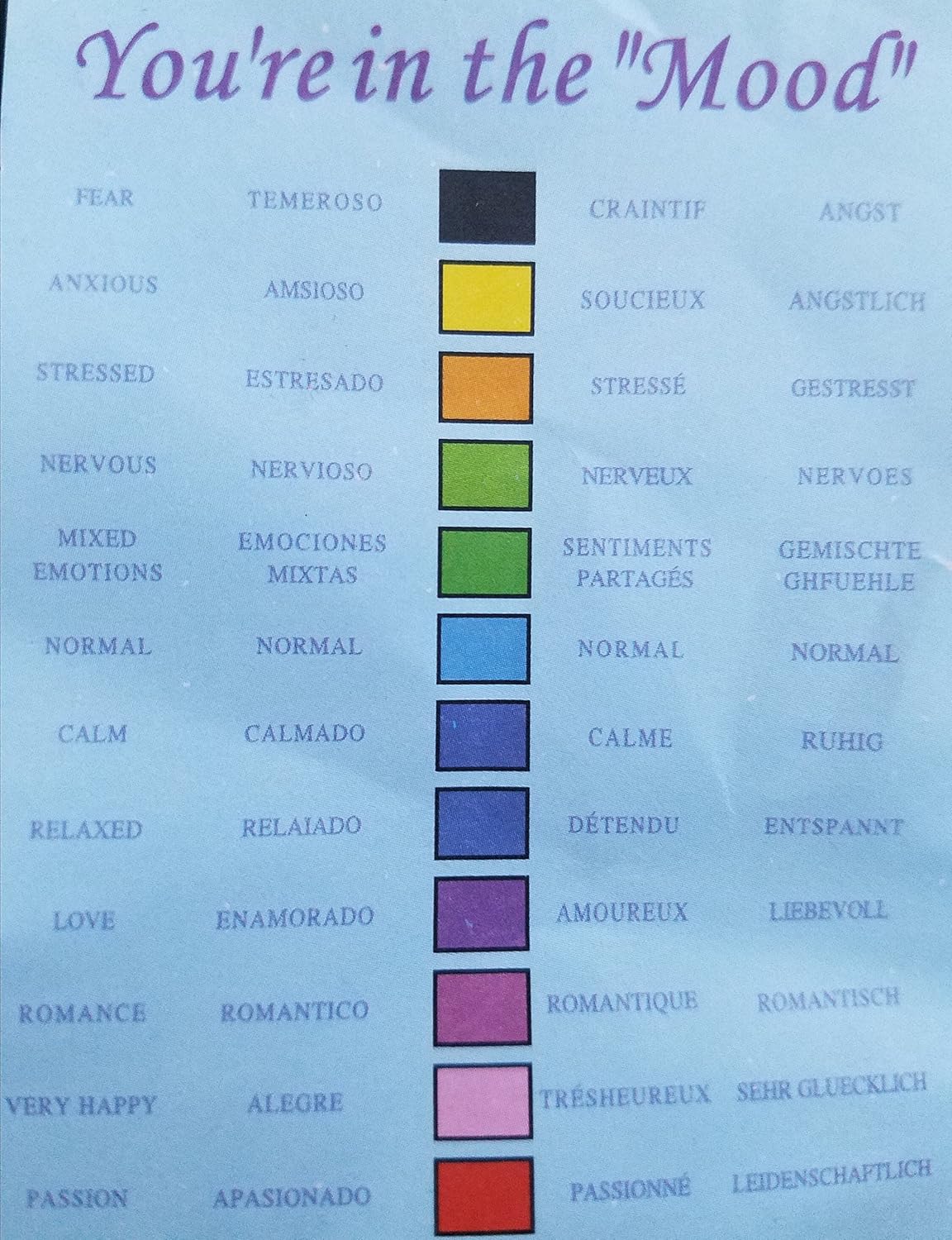 Mood Ring Chart Printable