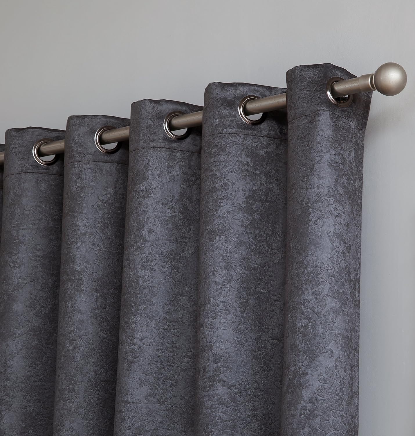 AsaTex Loretta - 1 Embossed Patio Extra Wide Curtain Panel with 16 Grommets - Thermal Weaved Blackout - Noise Reduction Fabric - Ideal for Sliding and Patio Doors (Patio 102 W x 84, Charcoal)