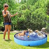Yaheetech Foldable Pet Pool 180x30cm PVC Portable Outdoor Indoor Blue view 2