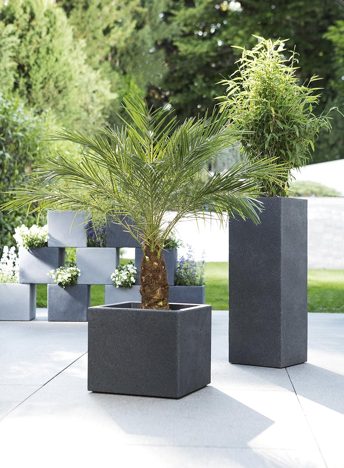 Scheurich C-Cube Planter, Plastic, Stony Black, 29x29 cm, Höhe 27 cm - Image 4