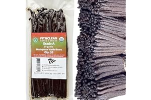 26 Organic Vanilla Beans Madagascar Grade A for Extract, Cooking, Brewing, Baking. ~6" by FITNCLEAN VANILLA. Bulk Bourbon Fre